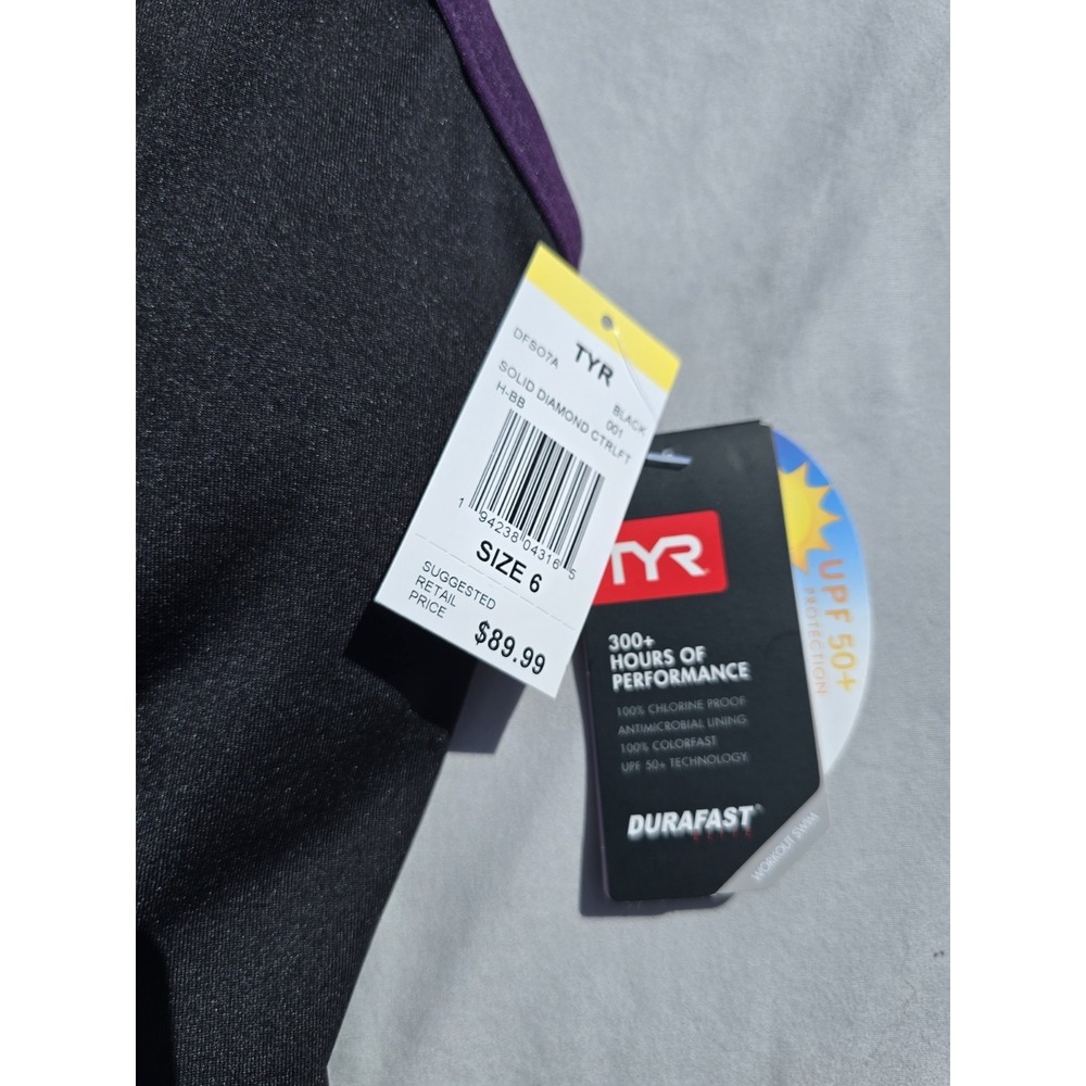 TYR Sport Girls' Solid Durafast Diamondback Swimsuit Size 6 - Picture 4 of 5